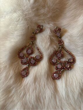 Elegant Pink Crystal Chandelier Earrings - Brand